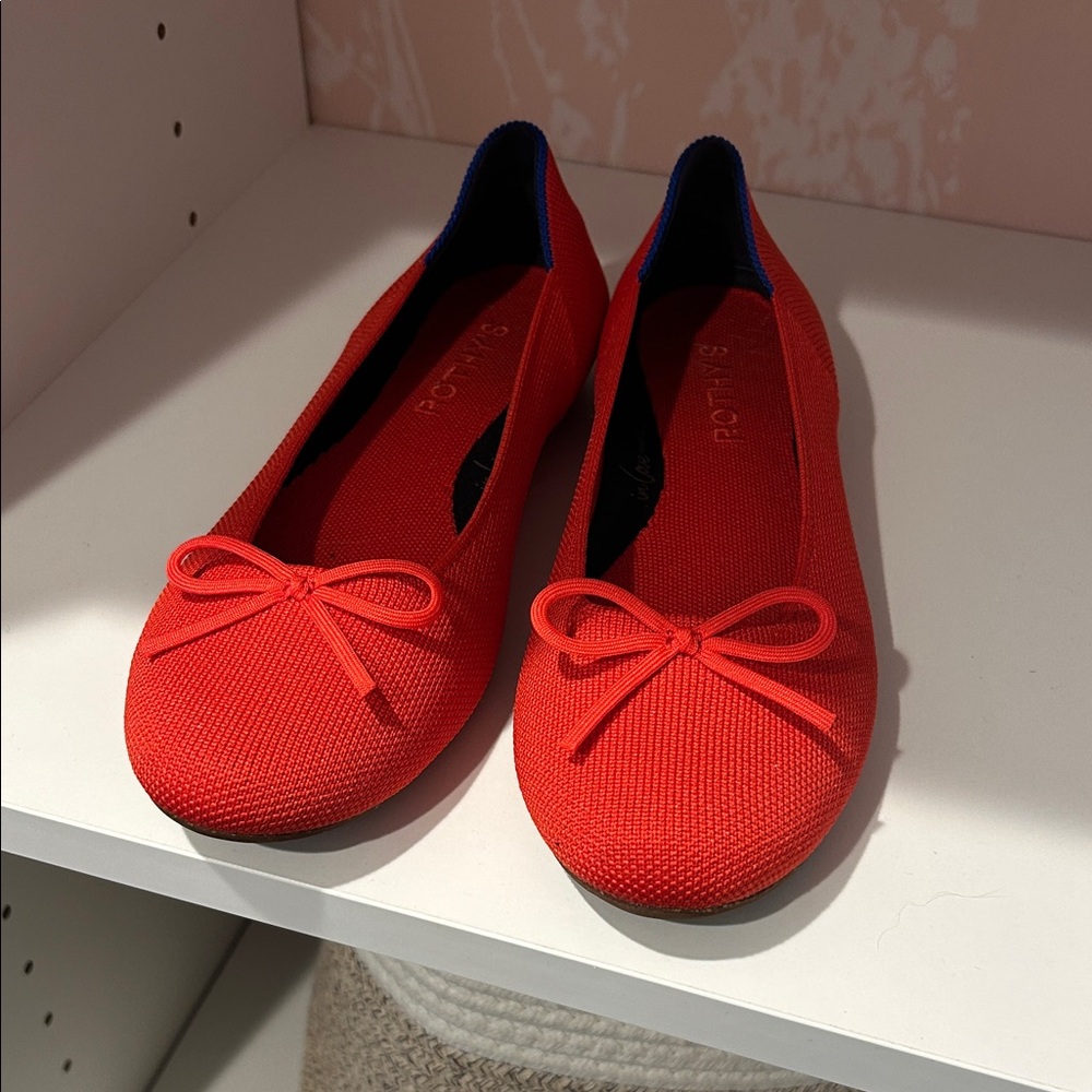 Rothy's Vibrant Red Flats with Bow